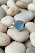 Distinctive blue sea glass ring